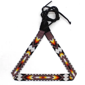 CINTURA CAPPELLO STILE NATIVO COWBOY MARRONE BIANCO NERO FATTA A MANO H55/13 - Foto 1 di 3