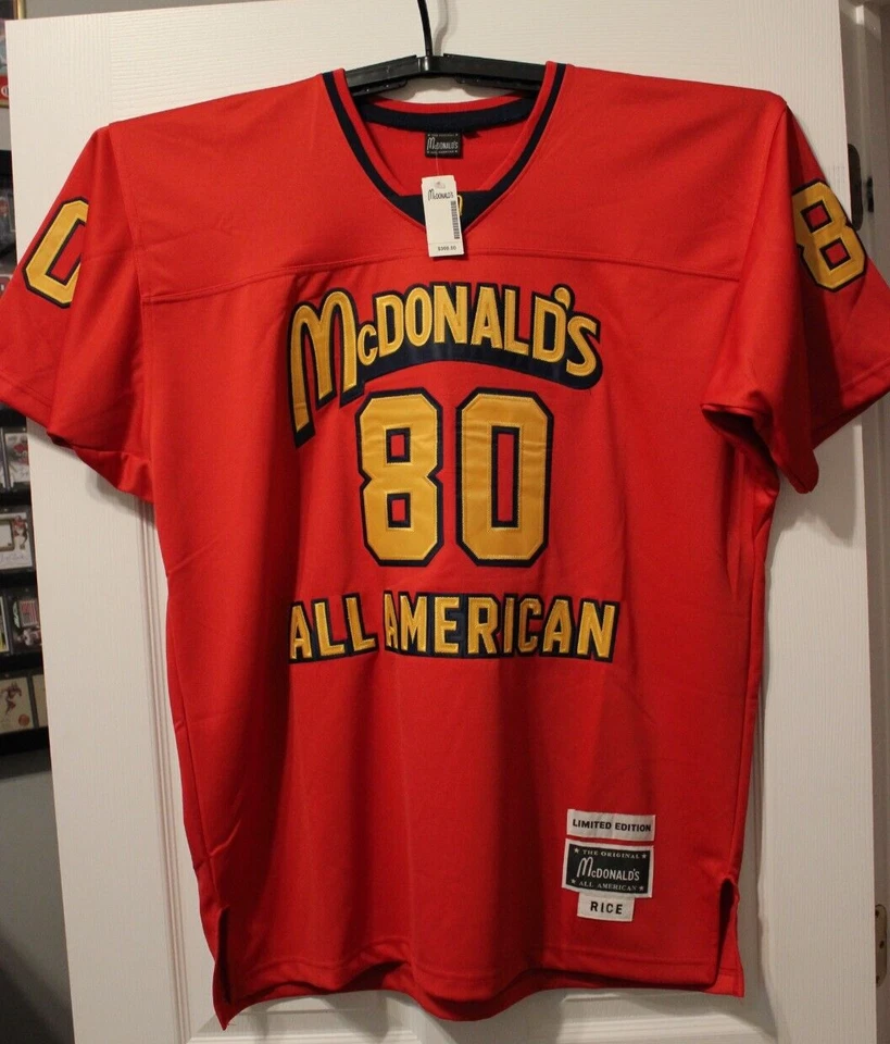 🔥NWT Jerry Rice #80 McDonald's All American RED & GOLD Stitched Jersey 54🔥 - Image 1 of 4