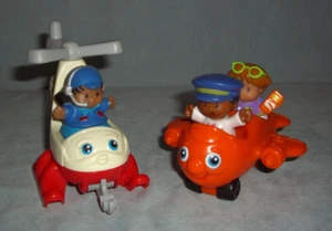 Fisher Price Little People ELICOTTERO con GANCIO e AEREO ARANCIONE ~ 3 FIGURE - Foto 1 di 8