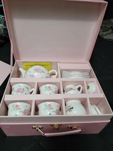 Porcelain Tea Set for Girls White & Floral Tea Party Set Kids Complete New - Picture 1 of 9