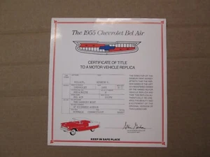 Danbury Mint Paperwork 1955 Chevy Bel Air Coupe - Picture 1 of 2