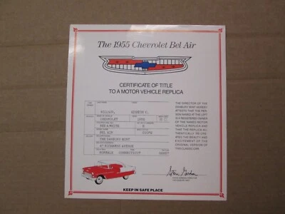 Danbury Mint Paperwork 1955 Chevy Bel Air Coupe - Image 1 of 2