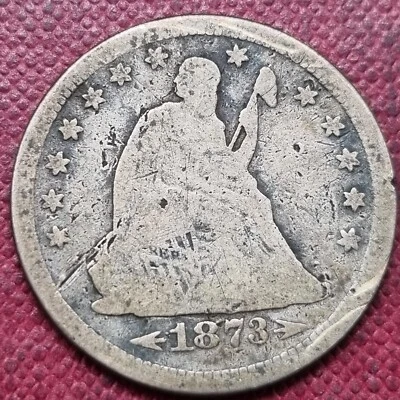 1873 Seated Liberty Quarter 25c Circulated Details #82023 - Image 1 of 2