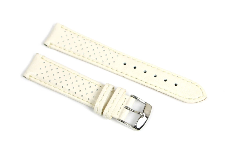 Cinturino per orologio vera pelle liscia traforato bianco ansa 20mm watch strap - Immagine 1 di 1