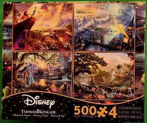 Disney Thomas Kinkade 4 Puzzles 500 Pcs Lion King-Peter Pan-Jungle Book-Princess - Picture 1 of 8