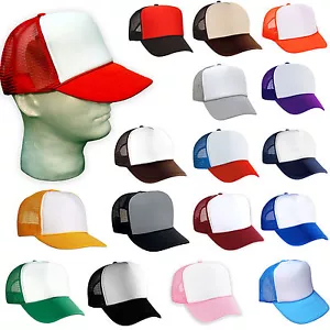100 NEW TRUCKER HATS WHOLESALE BULK LOT Adjustable SNAPBACK HAT CAP MESH BLANK - Foto 1 di 1