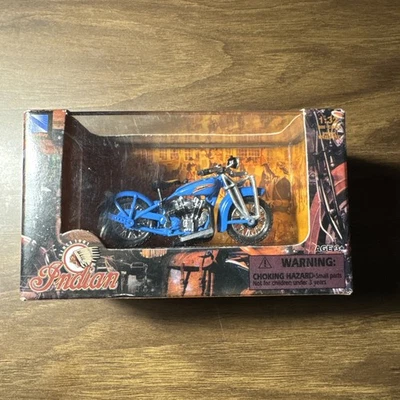 1929 1/32 Scale Indian Scout Racer Blue Motorcycle Model NewRay - Image 1 of 4