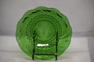 DE COLECCIÓN VERDE ESMERALDA 6 1/2" CUENCO FESTONEADO Y VIDRIO REMOLINO SIN ASTILLAS NI GRIETAS - Imagen 1 de 2