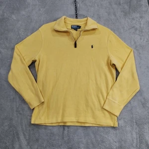 Suéter Polo Ralph Lauren Para Hombres Mediano Amarillo Cuarto Cremallera Poni Logo Pullover - Imagen 1 de 11