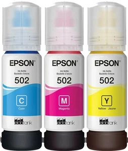 Genuine Epson 502 color Ink Bottle 3 Pack for ET-2700 ET-2750 ET-3700 ET-3750 - Picture 1 of 1