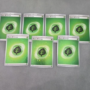 7x Basic Grass Energy (Cosmos Holo) 001 Sv01: Scarlet & Violet Base Set Holo - Picture 1 of 2