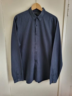The Kooples Shirt Mens Size XL Fitted Navy Black Cotton Long Sleeve Smart Casual - Image 1 of 4