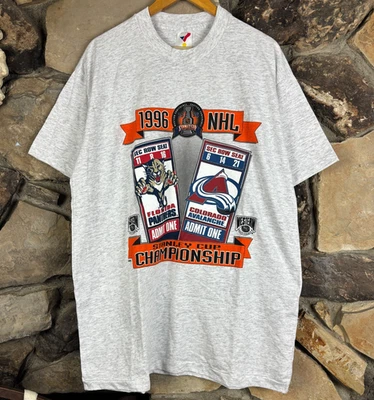 Vintage Colorado Avalanche v Panthers 1996 Stanley Cup T Shirt XL Deadstock NOS - Image 1 of 4