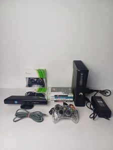 Microsoft Xbox 360 Slim 250gb Console Bundle 2 Controllers 4 Games Kinect Sensor - Picture 1 of 24