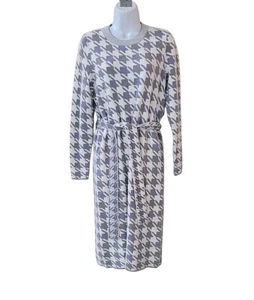 New ANN TAYLOR M Multicolor Houndstooth Tie Waist Sweater Dress Women - Picture 1 of 15