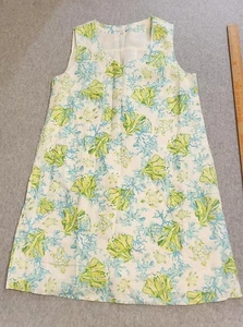 J. Jill Dress Womens Medium White Love Linen Sea Turtle Coral Print Lined Shift - Picture 1 of 10