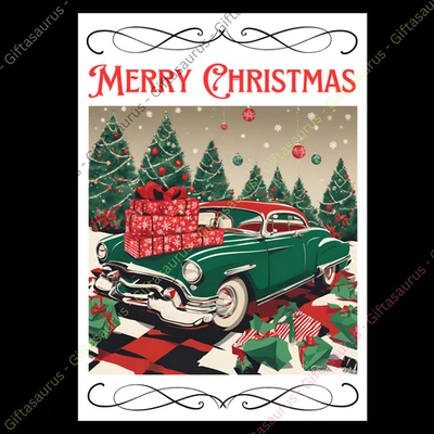 E TAYLOR ART Personalised Christmas Card Vintage Car 1950s 1940scPlantable Seeded & Multipack