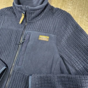 LL Bean Sweatshirt Women Large Mountain Classic Jacket Windproof Grid Fleece Zip - Picture 1 of 7