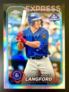 2024 Topps Chrome Pro Debut Wyatt Langford Refractor Texas Rangers - Picture 1 of 2