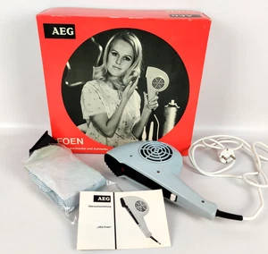 Asciugacapelli vintage AEG con cappa asciugatrice anni 70 grigio IMBALLO ORIGINALE ✅ retrò - Foto 1 di 15