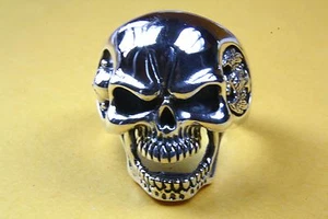 TOTENKOPFRING BIKER SKULL HERRENRING SILBERRING 925 ECHT SILBER / 238 - Picture 1 of 1