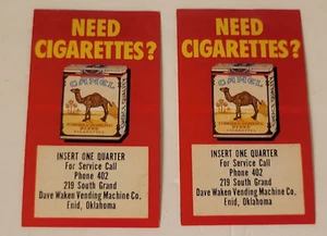 (2) Vintage 40'/50er Jahre Kamel Zigaretten Aufkleber Sticker Enid Oklahoma - Bild 1 von 11