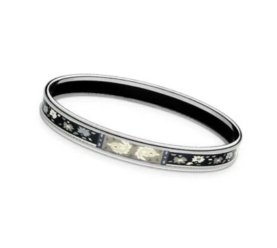 Hermes PM Narrow Cachemire de Tamara enamel bangle, palladium plated.  NEW - Image 1 of 4