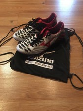 Mizuno Wave Ignitus II sz 9.5 Soccer Cleats Boots White Red Black, w/ Bag