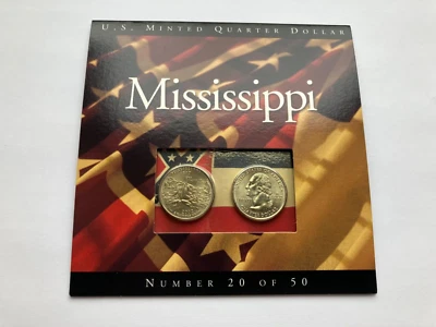 State Quarters Coins of America US Minted Quarter Dollar #20 Mississippi 2002 - Image 1 of 4