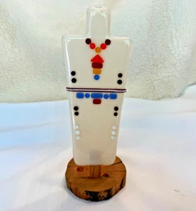 Fused glass and wood Sculpture Native American Figure Artist Quality - Picture 1 of 8