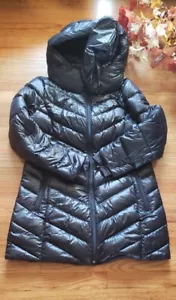 NWT BCBGMAXAZRIA Black Packable Premium Down Pillow Collar Down Puffer Coat L - Picture 1 of 11