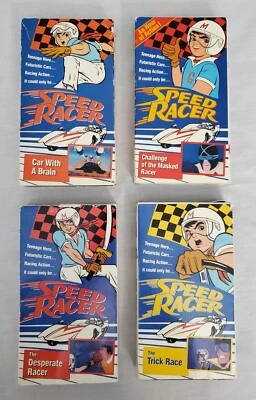 4 Vintage 1990 Speed Racer VHS ~ Challenge of Masked Racer, Car With a Brain, + - Image 1 of 4