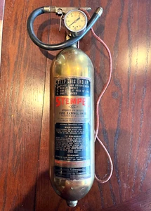 Vintage Messing STEMPEL Feuerlöscher mit Messgerät sehr guter Zustand leer 16" - Bild 1 von 4