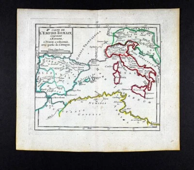 1810 Delalain Map Roman Empire Hispania Spain Italy Illyricum Numidia Rome - Image 1 of 4