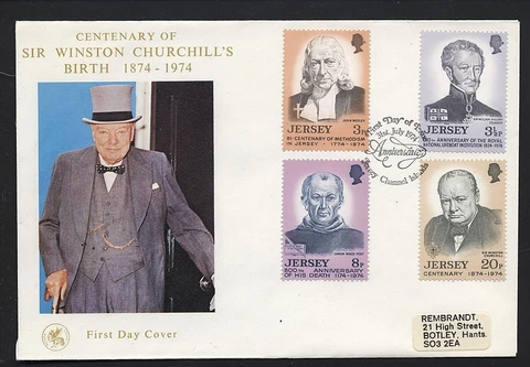UK   JERSEY 103-106 Centenary of Churchill's Birth 1974 Cover