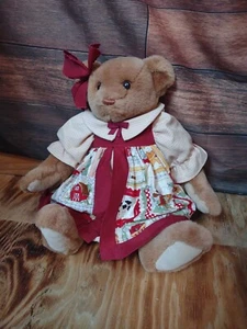 Vintage Douglas Cuddle Toys Plush Siena Farmhouse Dressed Jointed Bear NWT - Picture 1 of 9