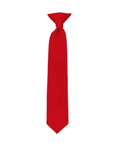 Manzini® Neck Wear Boys' Kids' Children's Solid Pre Tied Ready to Clip On Tie - Picture 1 of 52