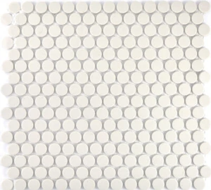 Mosaik Fliese Keramik weiß Knopf uni hellbeige unglasiert WB10-1202-R10 1 Matte - Bild 1 von 9