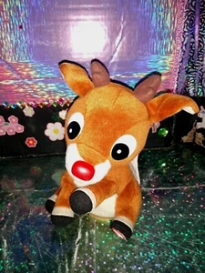 Vtg.🦄Gemmy / Singing "Rudolph The Red Nosed Reindeer" w/Light-Up Nose 9" Plush! - Picture 1 of 12