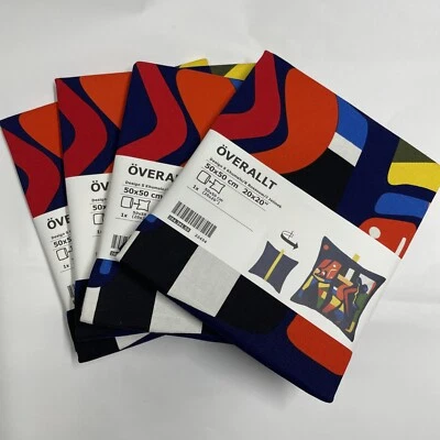 4X IKEA OVERALLT  20x 20 Cushion Cover Pillow Throw Couch Sofa Abstract, Blue - Image 1 of 4