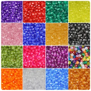 BeadTin Transparent 12mm Facettiert Rund Kunststoffperlen (180 Stück) Farbwahl - Bild 1 von 40