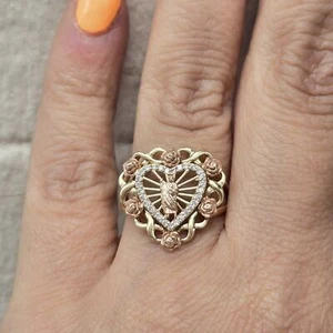 14k Yellow Gold Heart Saint Jude Ring - Picture 1 of 15