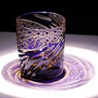 Blue Crystal Glass Whiskey Glass Tumbler Edo Kiriko Drinkware Hand Cut Clear 9oz