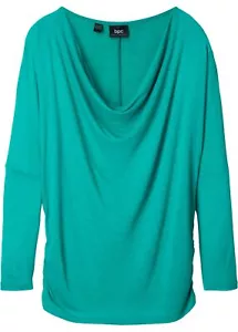 Fledermausshirt mit Wasserfallausschnitt Gr. 164/170 Smaragd Mädchen-Tunika Neu - Bild 1 von 1