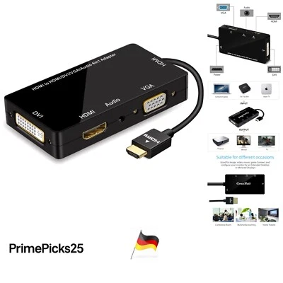 HDMI zu VGA DVI Adapter 1080P 4-in-1 Konverter für Laptop, Monitor, Projektor - Bild 1 von 4