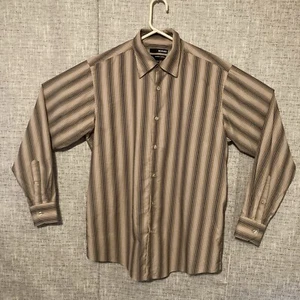 Murano Men's Modern Comfort XLA Long Sleeve Striped Button Up Dress Shirt Large - Picture 1 of 6
