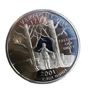 2001-S Vermont Quarter 90% Silver Amazing Gem Deep Cameo Proof K10545 - Picture 1 of 2