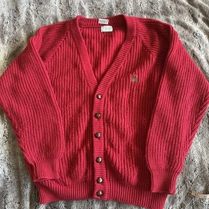 MAGLIONE UOMO BENETTON MADE IN ITALY NONNO CARDIGAN LANA AGNELLO TAGLIA L VINTAGE ROSSO - Foto 1 di 10