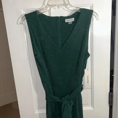 Mono sin mangas Calvin Klein para mujer 10-verde-pierna ancha-cinturón-nuevo con etiquetas-precio de venta sugerido por el fabricante $129 Foto 1 de 4