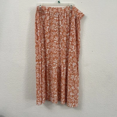 Falda floral para mujer AMANA naranja y blanca cintura elástica talla 3X nueva con etiquetas Foto 1 de 4